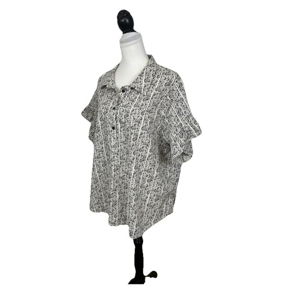 Lane Bryant Blouse Plus Size 22 V Neck Ruffled Short Sleeves 100% Cotton Shirt - Picture 3 of 9